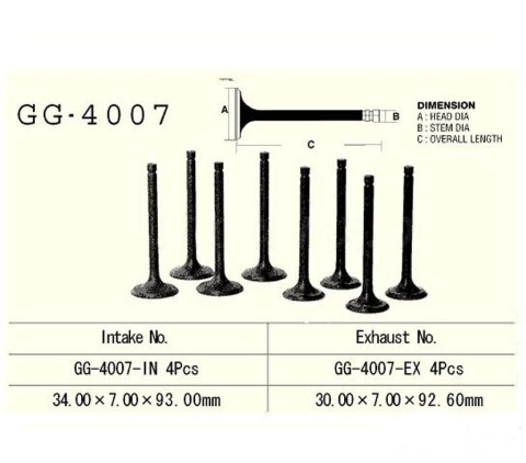 Клапан впускной KAWASAKI KZ750 H1,H2,H3 LTD 80-82 VESRAH GG-4007-IN