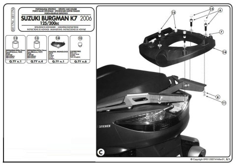 Крепления кофра KAPPA (с площадкой) Suzuki Burgman 125-200 (06-15) KR117M