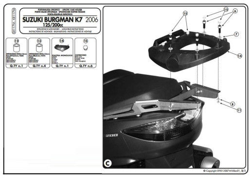 Кріплення кофра KAPPA (з майданчиком) Suzuki Burgman 125-200 (06-15) KR117M