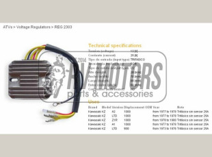Регулятор напряжения KAWASAKI KZ1000A2, LTD, A1, Z1R DZE ELEKTRYKA 2303-01