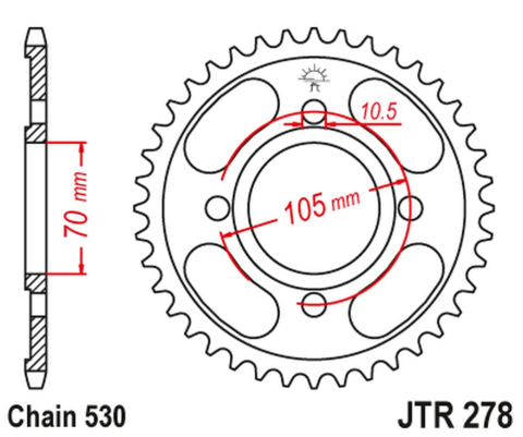 Приводная звезда HONDA CB 250 '73-77',CJ 250 '76-79', CB 360/400 '75-79' JT JTR278.36
