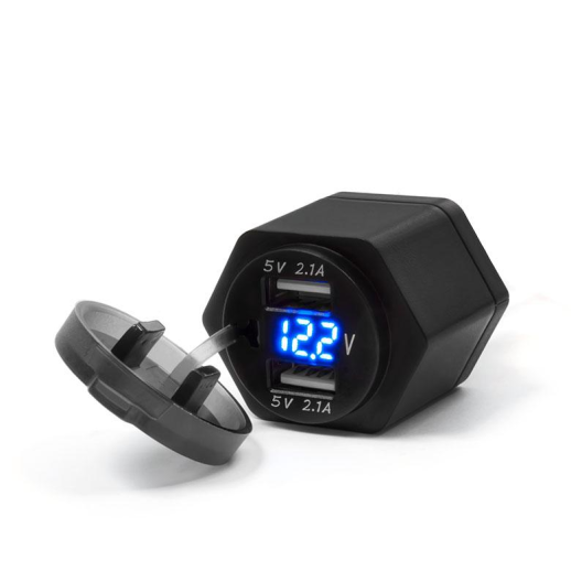 Врезное USB зарядное на 2 порта с вольтметром BMW TRIUMPH BIKETEC BTMUS42