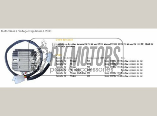 Регулятор напруги YAMAHA XV 750/920 &#39;81-&#39;83, XV 1000 &#39;83-&#39;85, TR1, XZ 550 DZE ELEKTRYKA 2333-01
