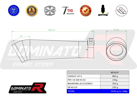 Прямоток DOMINATOR HONDA CB 500 GP 2 1993 - 2003 