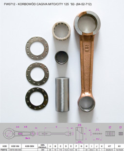 Шатун CAGIVA MITO/CITY 125 '92- (84-52-712) FLYWAY FW0712