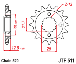 Приводная звезда KAWASAKI KLR 650 '90-'14 JT JTF511.15RB