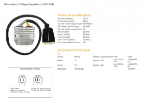Регулятор напряжения HONDA VT 750C SHADOW '10-'18 (12V50A) DZE ELEKTRYKA 2546-01