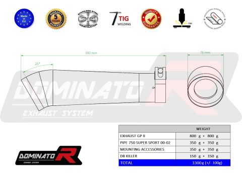 Прямоток DOMINATOR DUCATI SS 750 SUPER SPORT GP 2 1991 - 2002