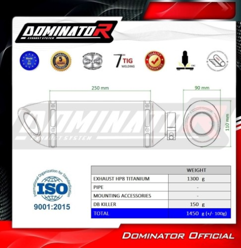 Прямоток KTM 1290 SUPER Duke / R 2017 - 2019 DOMINATOR HP8 