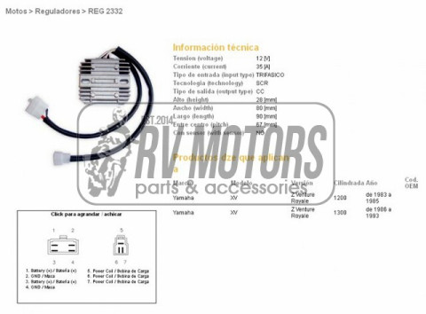 Регулятор напряжения YAMAHA XVZ1200/1300 Z VENTURE ROYATE 83-93 DZE ELEKTRYKA 2332-01