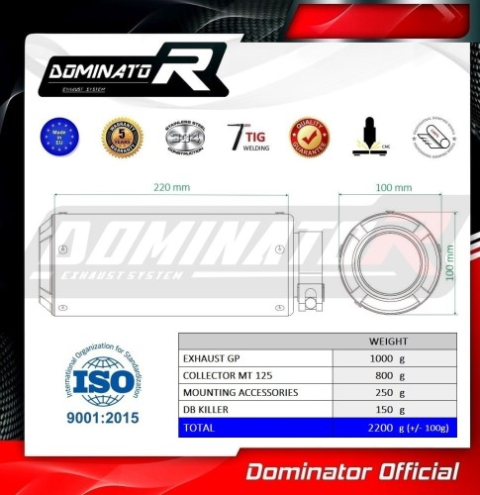 Полная система выхлопа Yamaha MT 125 2020 DOMINATOR овальный GP черный
