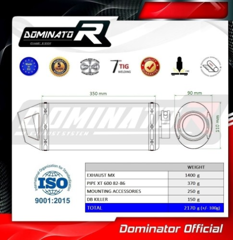 Прямоток Yamaha XT 600 1982 - 1986 DOMINATOR MX2
