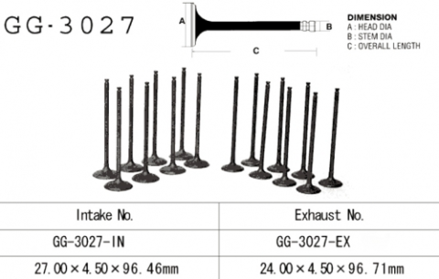 Клапан выпускной SUZUKI GSXR 750W 93-95 VESRAH GG-3027-EX
