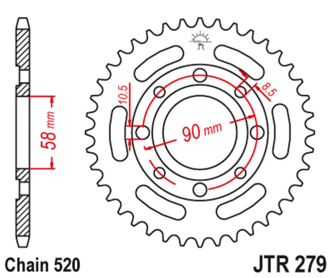 Приводная звезда HONDA CB 250 TWO FIFTY, NIGHTHAWK '92-'02, CMX250 REBEL JT JTR279.30