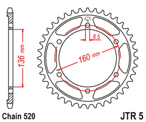 Приводная звезда BMW F650 APRILIA PEGASO 650 '92-'04 JT JTR5.47ZBK