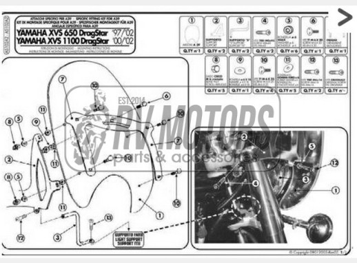 Кріплення вітрового скла Kappa Yamaha AS71A