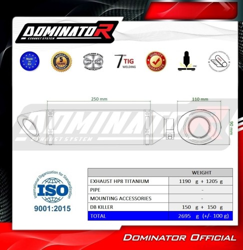 Прямоток Ducati 1098 2007 - 2009 DOMINATOR HP8 