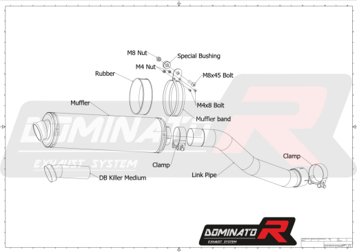 Прямоток DOMINATOR YAMAHA YZF R1 1000 RN09 2002 - 2003 круглий