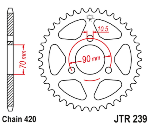 Приводная звезда HONDA MTX 80R '83-'86, MBX 50 JT JTR239.50
