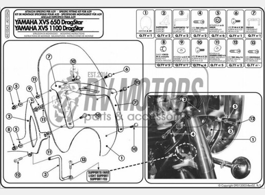 Кріплення вітрового скла Kappa Yamaha AS102A2