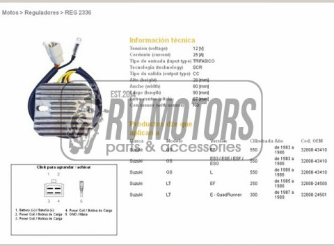 Регулятор напряжения SUZUKI GSX550 E/ES/EF/L 83-86 DZE ELEKTRYKA 2336-01