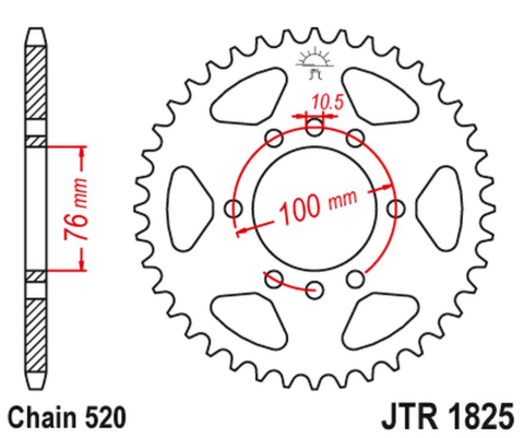 Приводная звезда SUZUKI VL 250 INTRUDER LC '00-04'; LT 250/300 '86-89'; GN 400 '80-82'; LT 500 '88-92',DR 500 '81-83', DR 750 '88' JT JTR1825.41