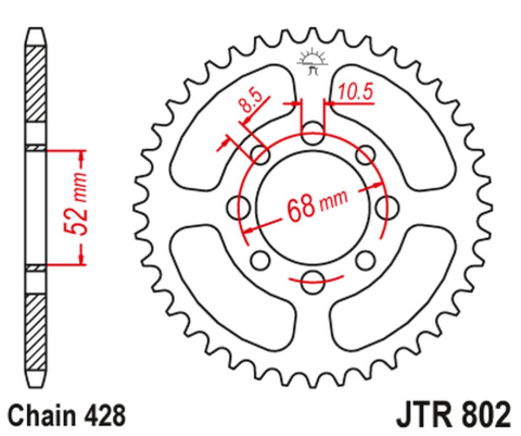 Приводная звезда SUZUKI TS 90 '72, GT 100 '76, RM 80 '80-81, RV 90 '73-77, KAWASAKI KZR 100, KE 100 '80 JT JTR802.50
