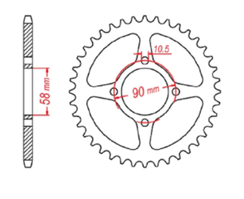 Приводная звезда HONDA CBR 125 '11-17, CB 125F (GLR125) '15-'17 MTX 11-KTY-45 (JTR1221.45)