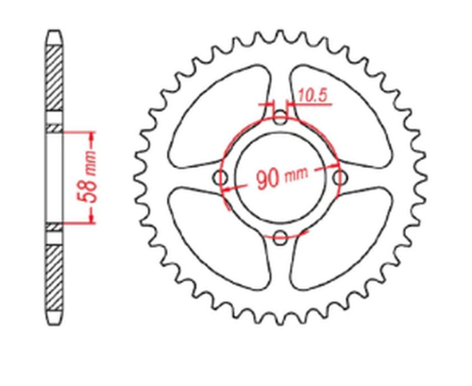 Приводная звезда HONDA CBR 125 '11-17, CB 125F (GLR125) '15-'17 MTX 11-KTY-45 (JTR1221.45)