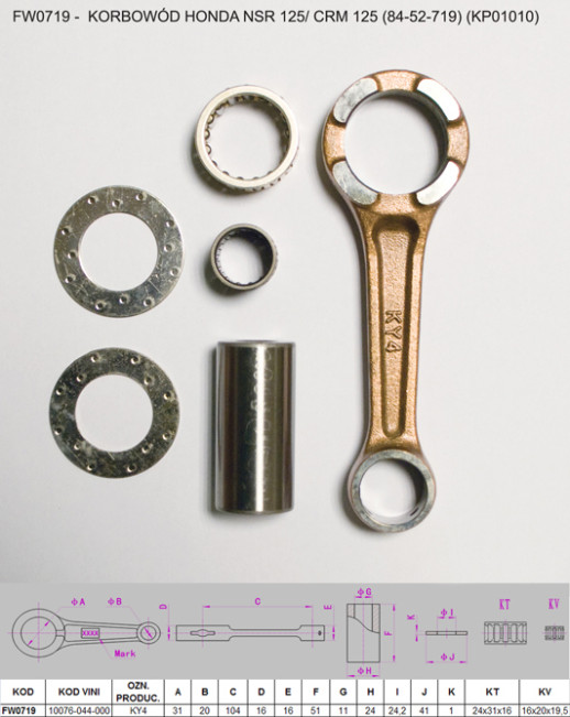 Шатун HONDA NSR 125/ CRM 125 (2T) '88-'03 Barikit BAB225