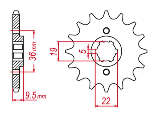 Приводная звезда TRX 250R '83-'92, TRX 300EX '93-'07, CR 250 '82-'85, CR500 '84-'85 GROSSKOPF 33713G (JTF337.13)