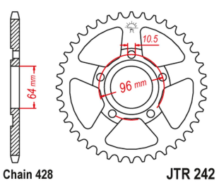 Приводная звезда HONDA XL 125 R '82-87' JT JTR242.50