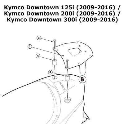 Кріплення центрального кофру KAPPA (без майданчика) KYMCO DOWNTOWN 125/200/300 (09-15) KR920