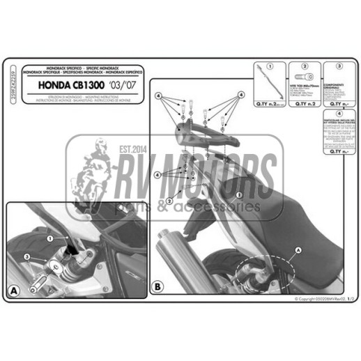 Кріплення кофра KAPPA (без майданчика) Honda CB 1300/S (03-09) KZ259