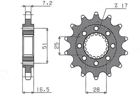 Приводная звезда SUNSTAR 42716 (JTF1904.16)