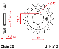 Приводная звезда JT JTF512.16 (PBR 525)