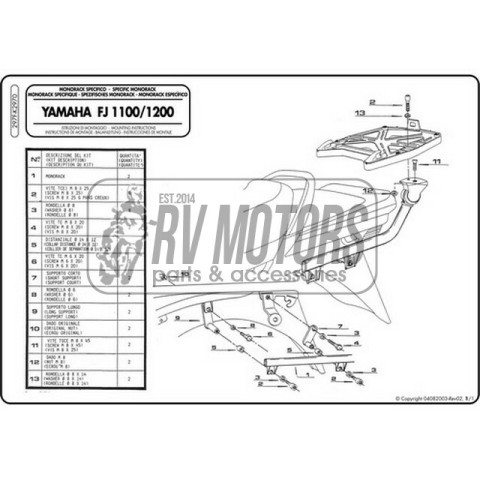 Крепления кофра KAPPA (без площадки) Yamaha FJ 1100 K2970
