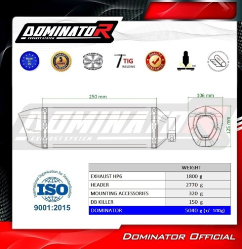 Полная система выхлопа Honda CB 650 R 2019 - 2023 DOMINATOR HP6 черный