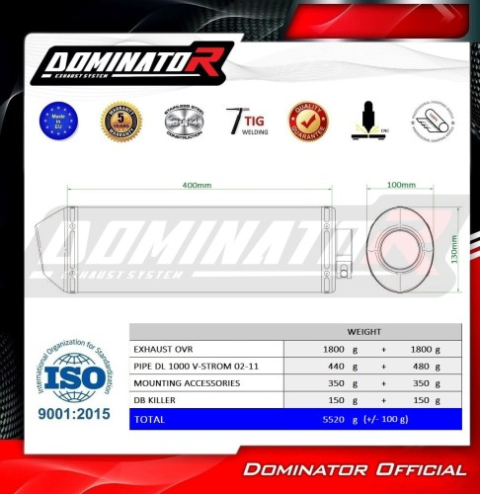 Прямоток SUZUKI DL 1000 V Strom 2002 - 2011 DOMINATOR OVR