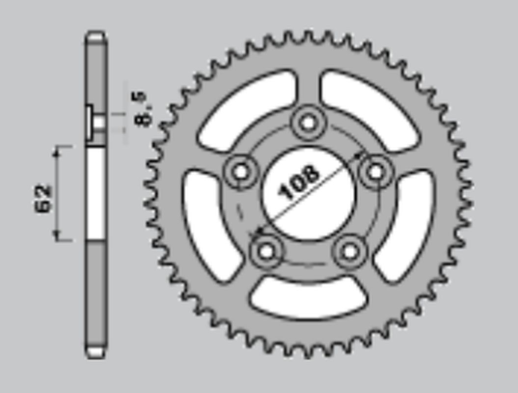 Приводная звезда APRILIA 125 RS SPORT PRO '93-'05, CAIVA MITO SORT PRO '92-'03 PBR 714M50L
