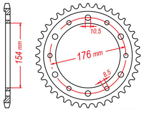 Приводная звезда HONDA VFR750, VFR800 V-TEC '02-'14, VFR800X CROSSRUNNER '11-'15 MTX 11-MT4-43 (JTR1340.43)