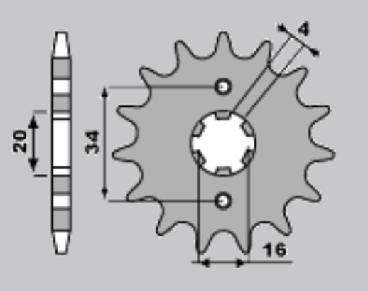 Приводная звезда YAMAHA DT125 LC '82-'88, TZR125, SR125 JR 26316JR (JTF1263.16)