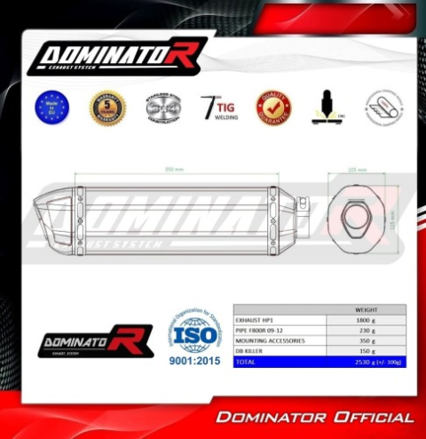 Прямоток BMW F800R 2009 - 2019 DOMINATOR HP1 черный