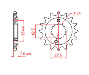 Приводная звезда SUZUKI LTR 450 '06-'12, LTZ 400 '03-'13, RMX 450 '10-'13, KAWASAKI KFX 400, HYOSUNG TE 450 MTX 10-401-13 (JTF1401.13)