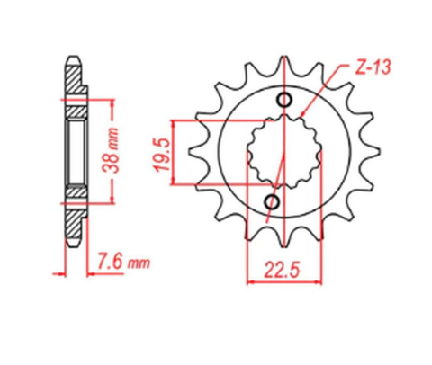 Приводная звезда SUZUKI LTR 450 '06-'12, LTZ 400 '03-'13, RMX 450 '10-'13, KAWASAKI KFX 400, HYOSUNG TE 450 MTX 10-401-13 (JTF1401.13)
