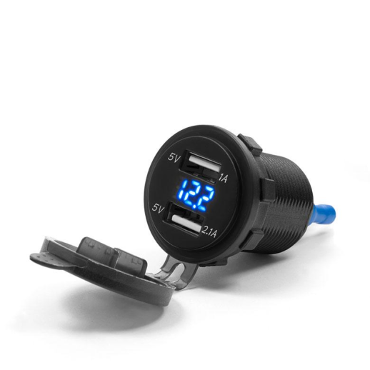 Врезное USB зарядное на 2 порта с вольтметром BIKETEC BTMUS10