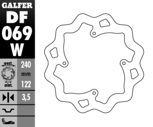 Тормозной диск GALFER задний плавающий HONDA CR/CRF 240MM DF069W