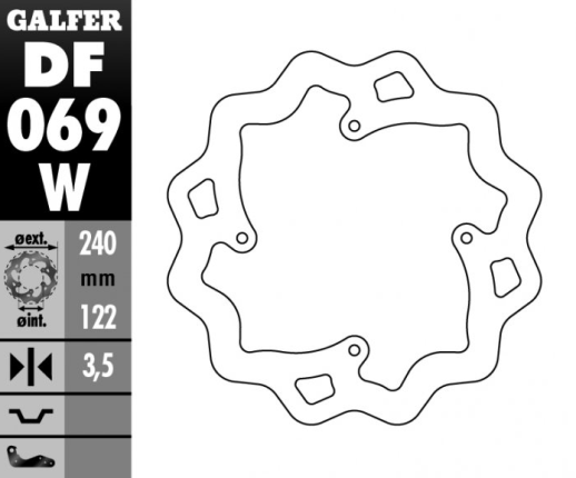 Гальмівний диск GALFER задній плаваючий HONDA CR/CRF 240MM DF069W