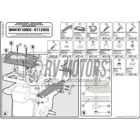 Крепления кофра KAPPA (с площадкой) Monokey BMW R 1100GS (94-99) / R1150 GS (00-03) KR694