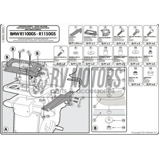 Кріплення кофра KAPPA (з майданчиком) Monokey BMW R 1100GS (94-99) /R1150 GS (00-03) KR694